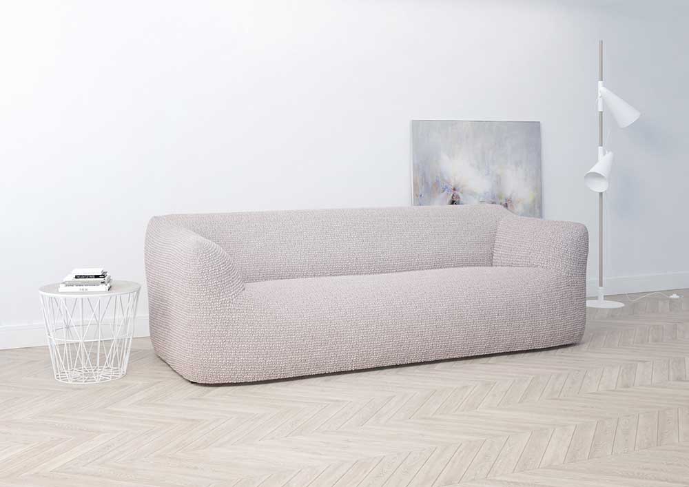 Мебельный чехол Дримлайн на трехместный диван бледно-розовый 160-210